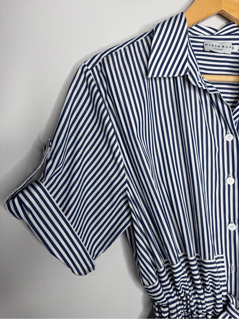 Harshman MEADOW COTTON TWILL Striped SHIRT DRESS Small - Picture 7 of 11